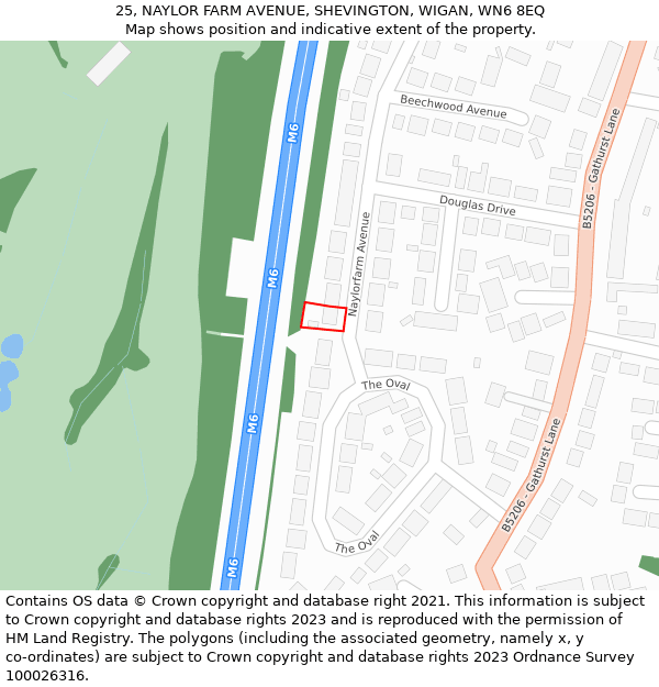 25, NAYLOR FARM AVENUE, SHEVINGTON, WIGAN, WN6 8EQ: Location map and indicative extent of plot