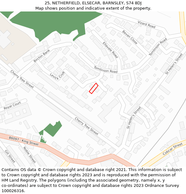 25, NETHERFIELD, ELSECAR, BARNSLEY, S74 8DJ: Location map and indicative extent of plot