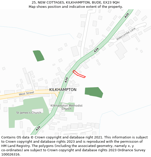 25, NEW COTTAGES, KILKHAMPTON, BUDE, EX23 9QH: Location map and indicative extent of plot