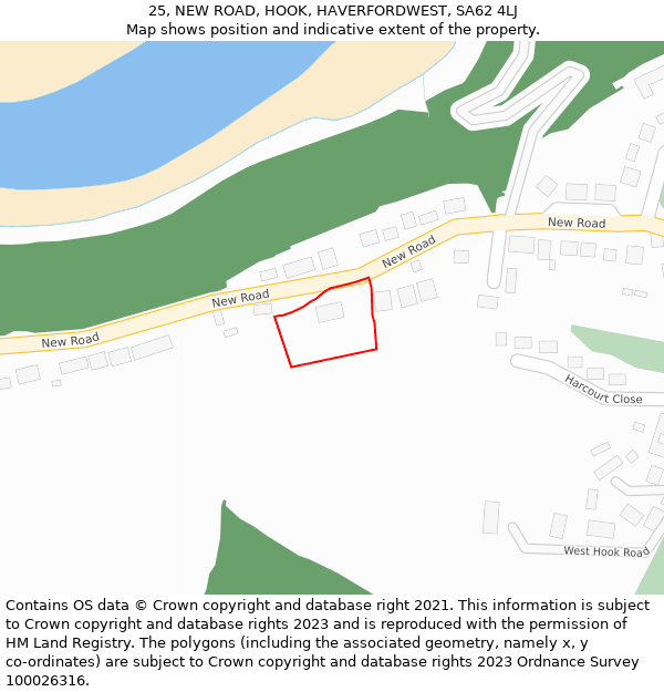 25, NEW ROAD, HOOK, HAVERFORDWEST, SA62 4LJ: Location map and indicative extent of plot