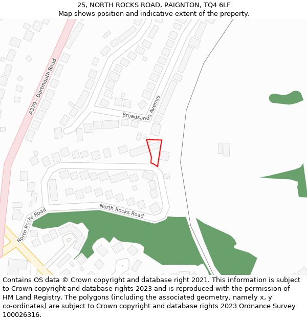 25, NORTH ROCKS ROAD, PAIGNTON, TQ4 6LF: Location map and indicative extent of plot