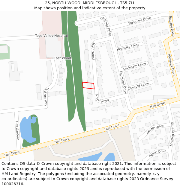 25, NORTH WOOD, MIDDLESBROUGH, TS5 7LL: Location map and indicative extent of plot