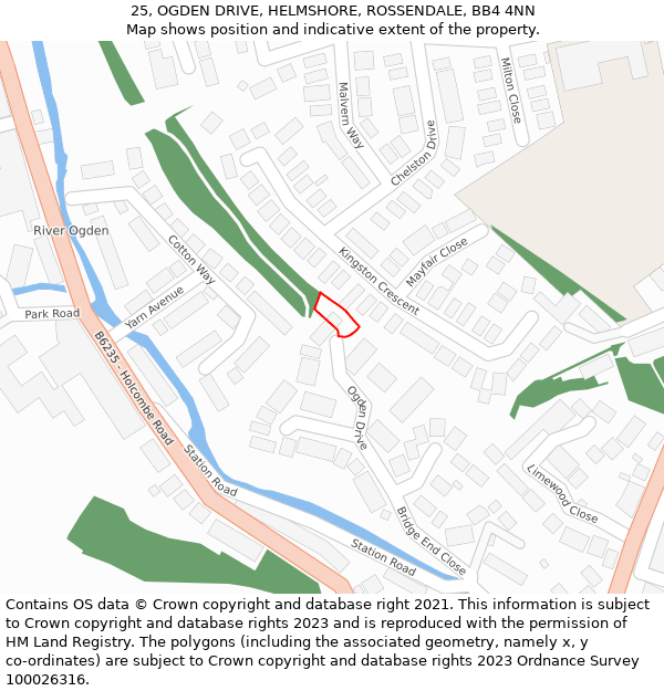 25, OGDEN DRIVE, HELMSHORE, ROSSENDALE, BB4 4NN: Location map and indicative extent of plot