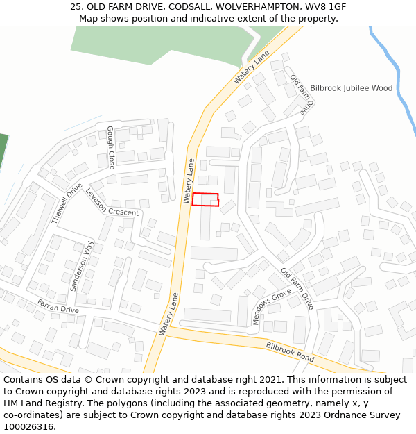 25, OLD FARM DRIVE, CODSALL, WOLVERHAMPTON, WV8 1GF: Location map and indicative extent of plot