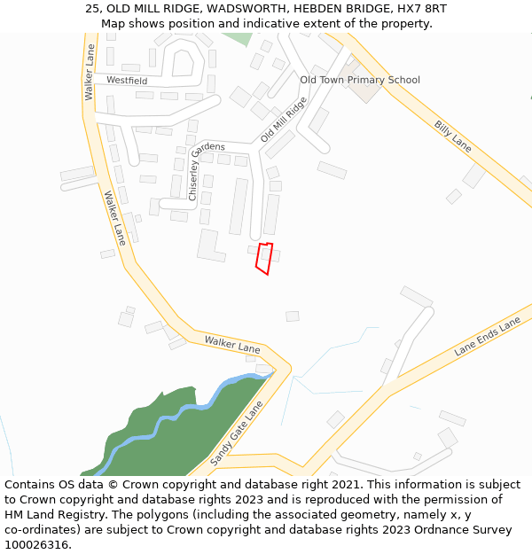 25, OLD MILL RIDGE, WADSWORTH, HEBDEN BRIDGE, HX7 8RT: Location map and indicative extent of plot