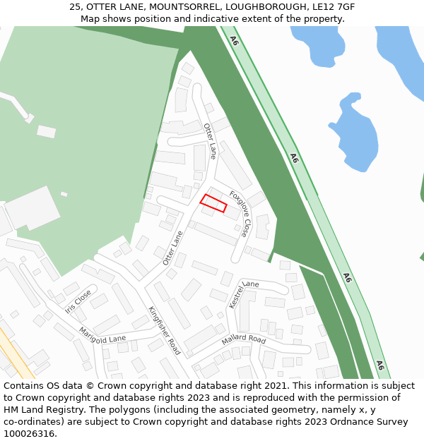 25, OTTER LANE, MOUNTSORREL, LOUGHBOROUGH, LE12 7GF: Location map and indicative extent of plot