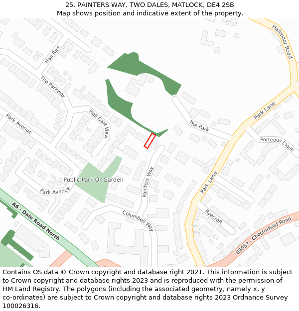 25, PAINTERS WAY, TWO DALES, MATLOCK, DE4 2SB: Location map and indicative extent of plot