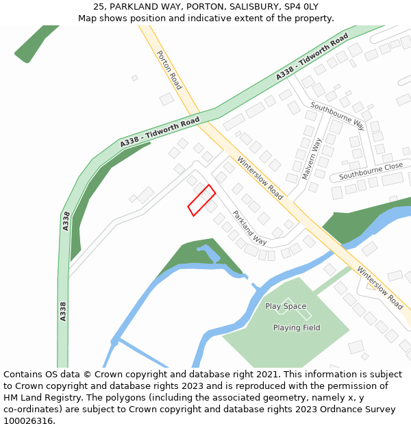 25, PARKLAND WAY, PORTON, SALISBURY, SP4 0LY: Location map and indicative extent of plot