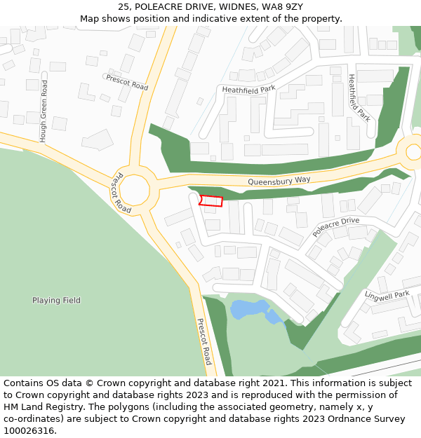 25, POLEACRE DRIVE, WIDNES, WA8 9ZY: Location map and indicative extent of plot