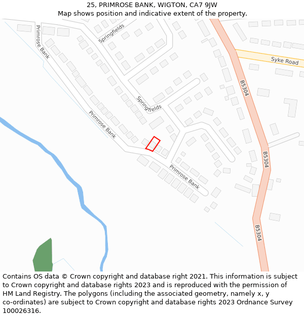 25, PRIMROSE BANK, WIGTON, CA7 9JW: Location map and indicative extent of plot