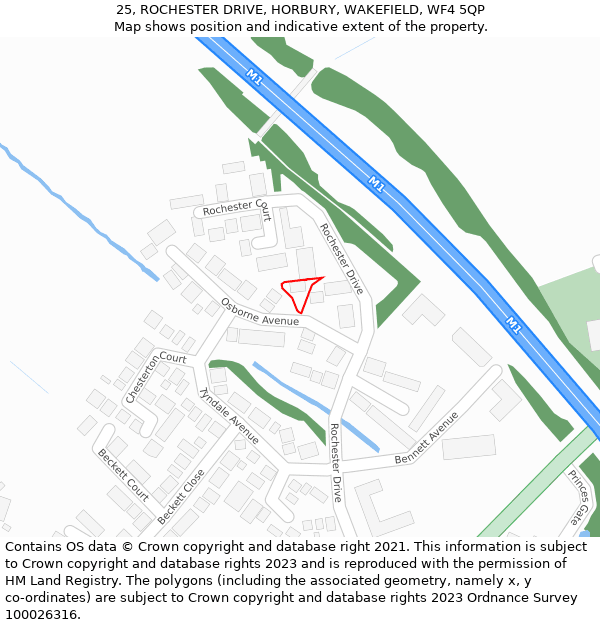 25, ROCHESTER DRIVE, HORBURY, WAKEFIELD, WF4 5QP: Location map and indicative extent of plot