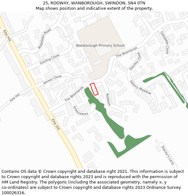 25, RODWAY, WANBOROUGH, SWINDON, SN4 0TN: Location map and indicative extent of plot