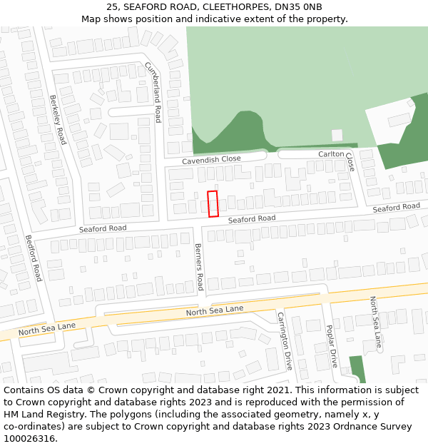 25, SEAFORD ROAD, CLEETHORPES, DN35 0NB: Location map and indicative extent of plot