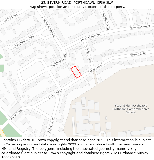 25, SEVERN ROAD, PORTHCAWL, CF36 3LW: Location map and indicative extent of plot