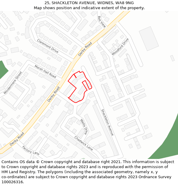 25, SHACKLETON AVENUE, WIDNES, WA8 9NG: Location map and indicative extent of plot