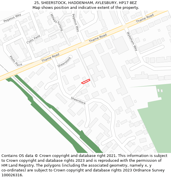 25, SHEERSTOCK, HADDENHAM, AYLESBURY, HP17 8EZ: Location map and indicative extent of plot