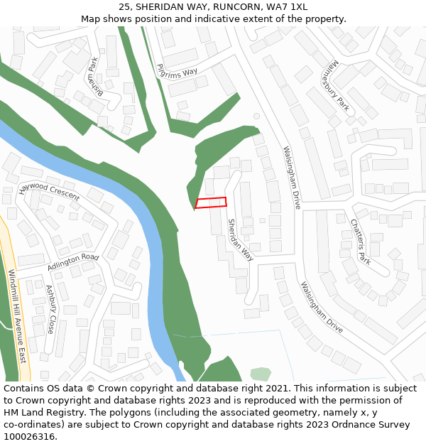 25, SHERIDAN WAY, RUNCORN, WA7 1XL: Location map and indicative extent of plot