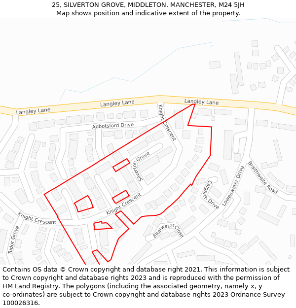 25, SILVERTON GROVE, MIDDLETON, MANCHESTER, M24 5JH: Location map and indicative extent of plot