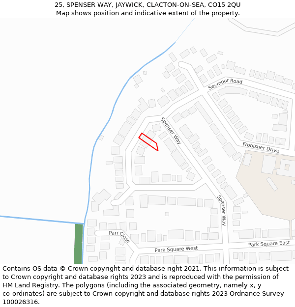 25, SPENSER WAY, JAYWICK, CLACTON-ON-SEA, CO15 2QU: Location map and indicative extent of plot