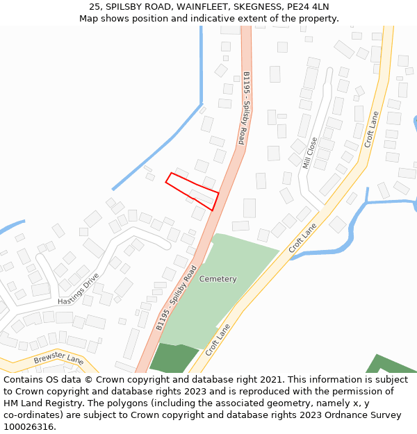 25, SPILSBY ROAD, WAINFLEET, SKEGNESS, PE24 4LN: Location map and indicative extent of plot