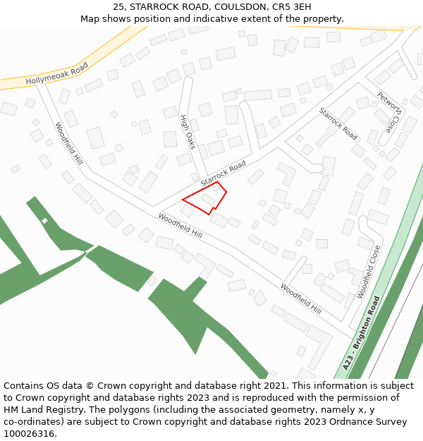 25, STARROCK ROAD, COULSDON, CR5 3EH: Location map and indicative extent of plot