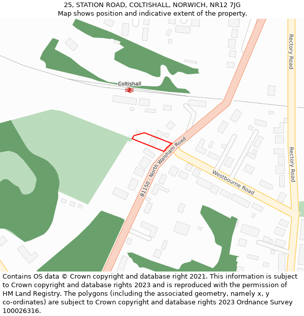 25, STATION ROAD, COLTISHALL, NORWICH, NR12 7JG: Location map and indicative extent of plot