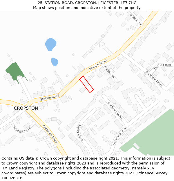 25, STATION ROAD, CROPSTON, LEICESTER, LE7 7HG: Location map and indicative extent of plot
