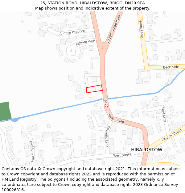 25, STATION ROAD, HIBALDSTOW, BRIGG, DN20 9EA: Location map and indicative extent of plot