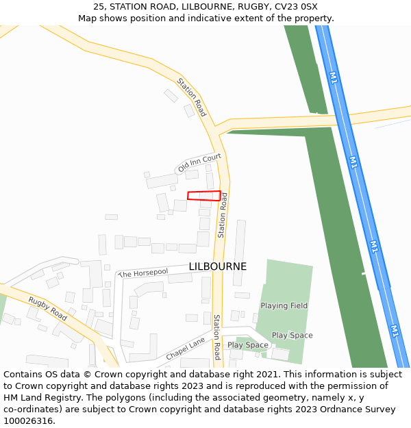 25, STATION ROAD, LILBOURNE, RUGBY, CV23 0SX: Location map and indicative extent of plot