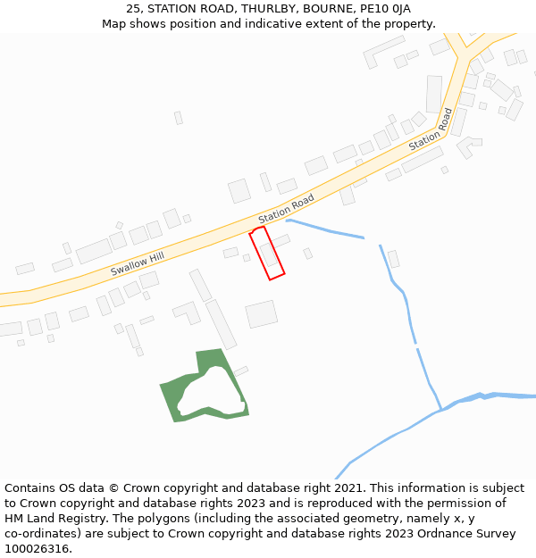 25, STATION ROAD, THURLBY, BOURNE, PE10 0JA: Location map and indicative extent of plot