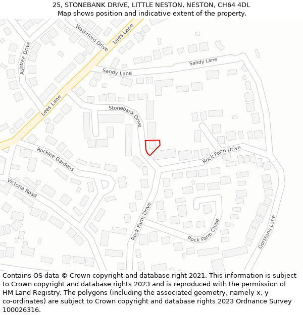 25, STONEBANK DRIVE, LITTLE NESTON, NESTON, CH64 4DL: Location map and indicative extent of plot