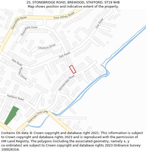 25, STONEBRIDGE ROAD, BREWOOD, STAFFORD, ST19 9HB: Location map and indicative extent of plot