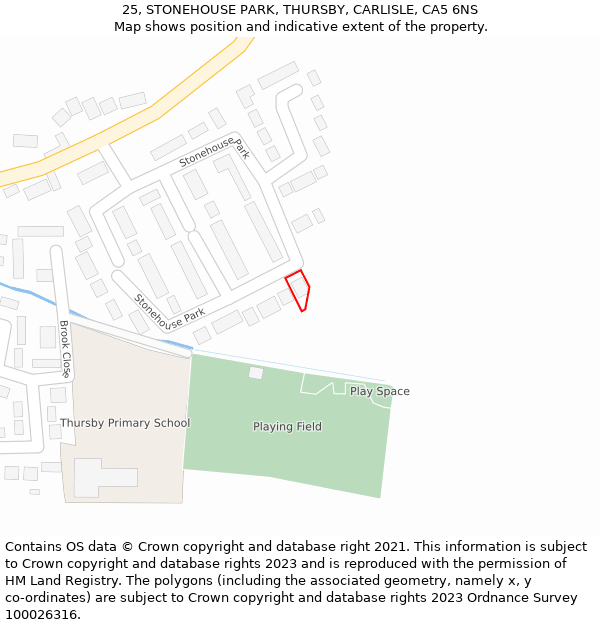 25, STONEHOUSE PARK, THURSBY, CARLISLE, CA5 6NS: Location map and indicative extent of plot