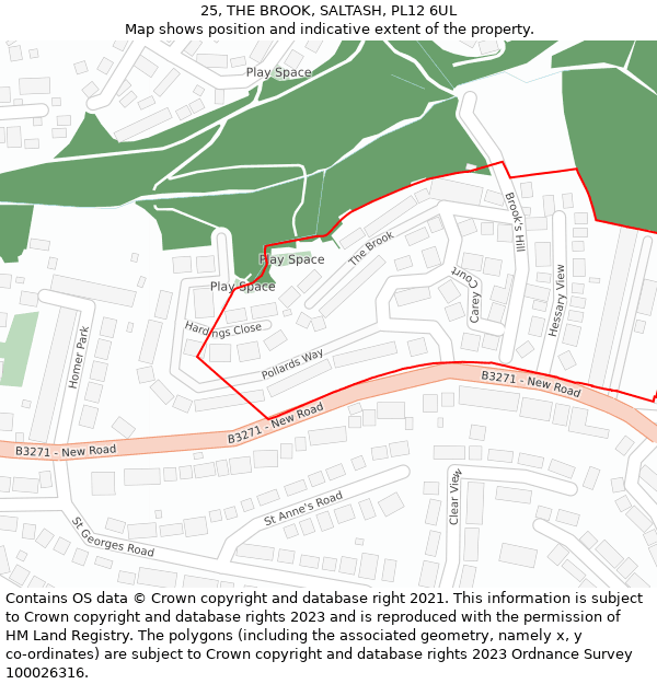 25, THE BROOK, SALTASH, PL12 6UL: Location map and indicative extent of plot