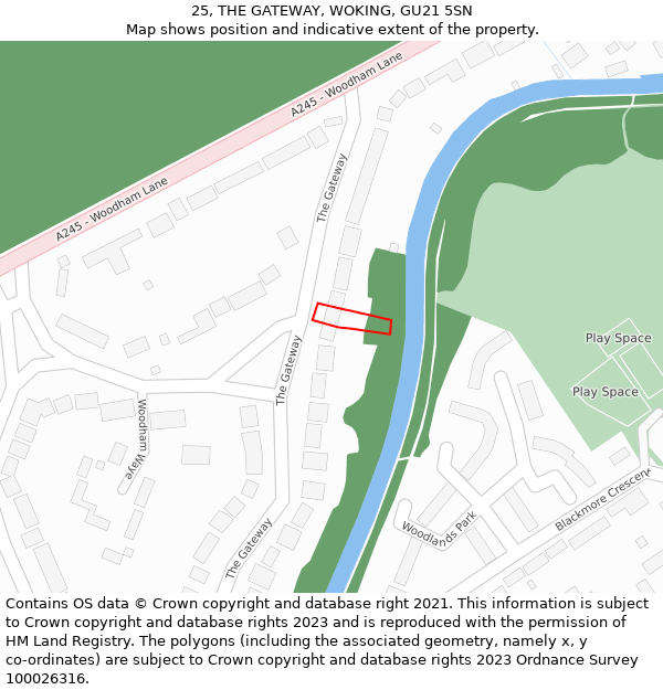 25, THE GATEWAY, WOKING, GU21 5SN: Location map and indicative extent of plot