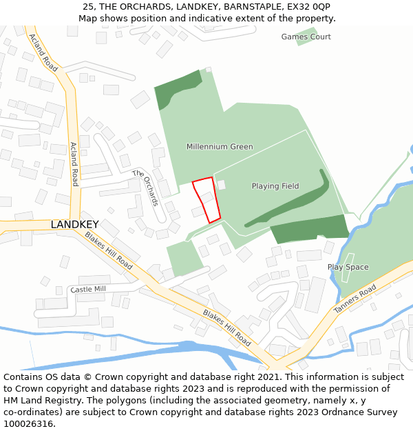 25, THE ORCHARDS, LANDKEY, BARNSTAPLE, EX32 0QP: Location map and indicative extent of plot