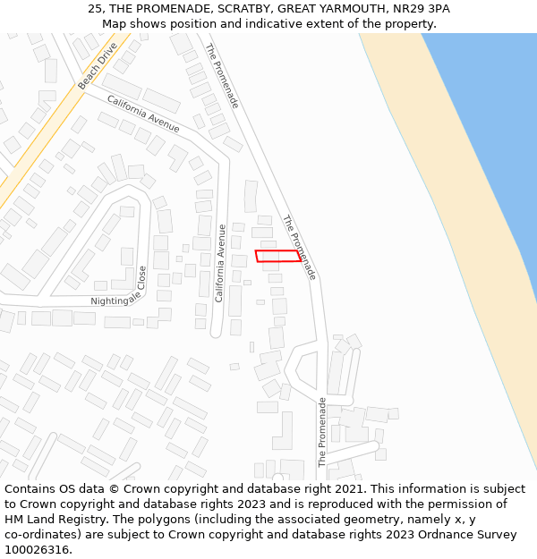 25, THE PROMENADE, SCRATBY, GREAT YARMOUTH, NR29 3PA: Location map and indicative extent of plot