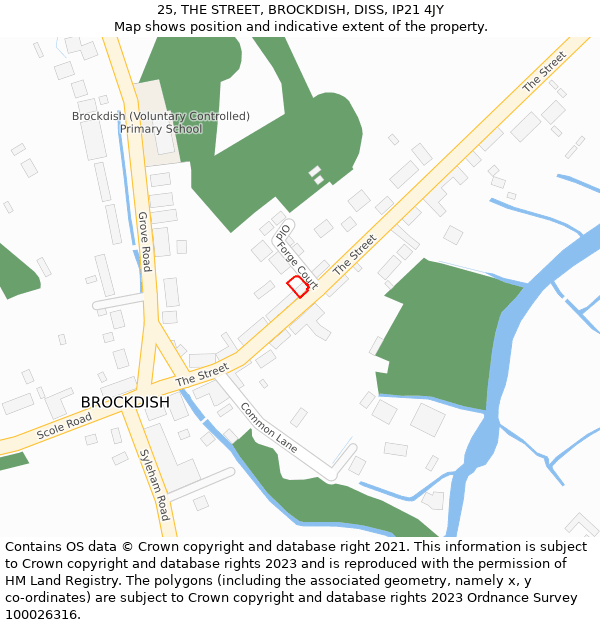 25, THE STREET, BROCKDISH, DISS, IP21 4JY: Location map and indicative extent of plot