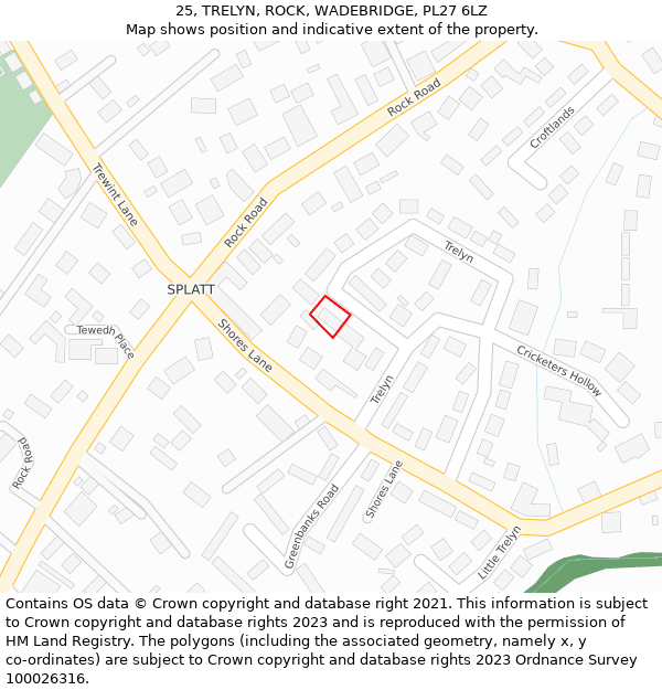 25, TRELYN, ROCK, WADEBRIDGE, PL27 6LZ: Location map and indicative extent of plot