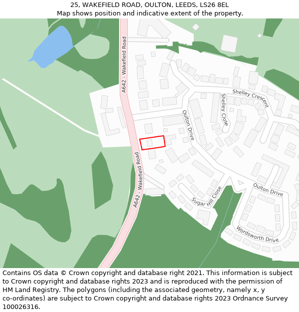 25, WAKEFIELD ROAD, OULTON, LEEDS, LS26 8EL: Location map and indicative extent of plot