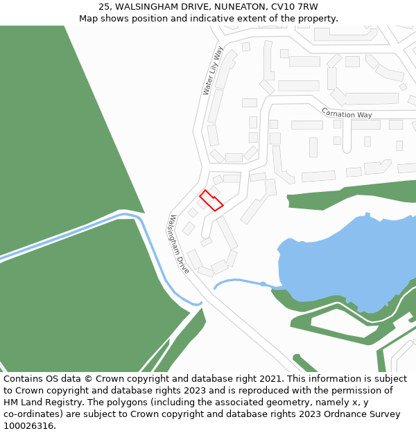 25, WALSINGHAM DRIVE, NUNEATON, CV10 7RW: Location map and indicative extent of plot
