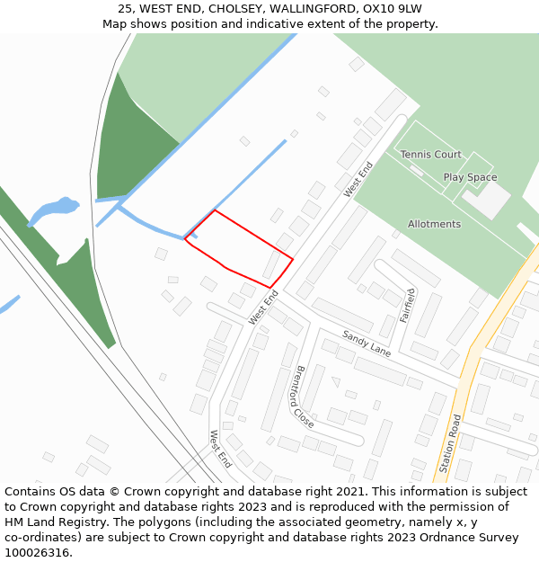 25, WEST END, CHOLSEY, WALLINGFORD, OX10 9LW: Location map and indicative extent of plot