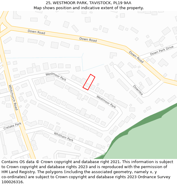 25, WESTMOOR PARK, TAVISTOCK, PL19 9AA: Location map and indicative extent of plot