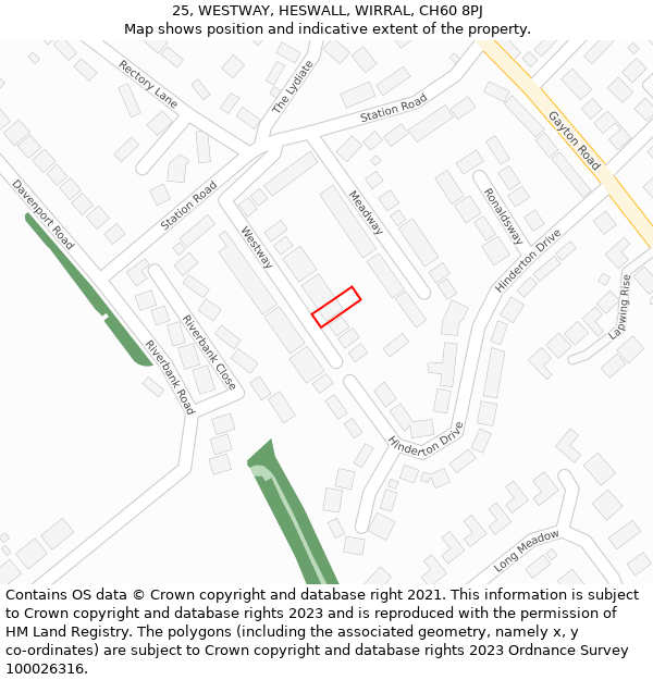 25, WESTWAY, HESWALL, WIRRAL, CH60 8PJ: Location map and indicative extent of plot