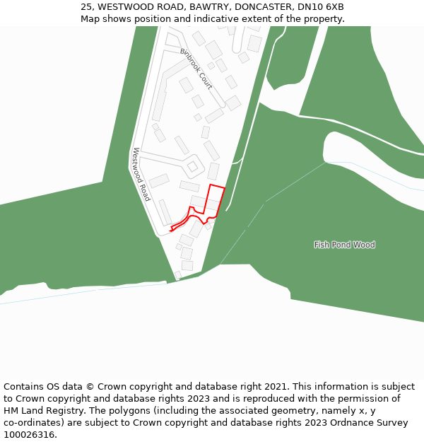 25, WESTWOOD ROAD, BAWTRY, DONCASTER, DN10 6XB: Location map and indicative extent of plot