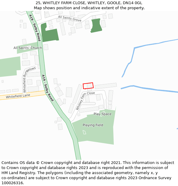 25, WHITLEY FARM CLOSE, WHITLEY, GOOLE, DN14 0GL: Location map and indicative extent of plot
