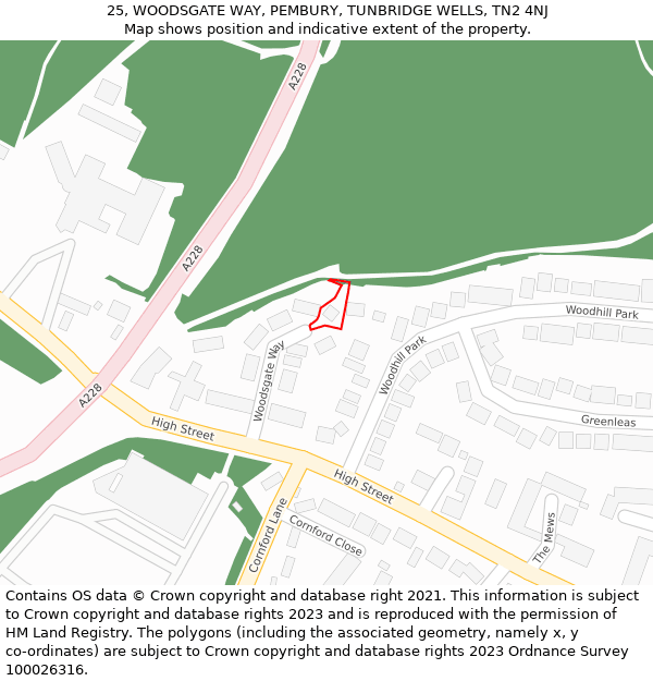 25, WOODSGATE WAY, PEMBURY, TUNBRIDGE WELLS, TN2 4NJ: Location map and indicative extent of plot