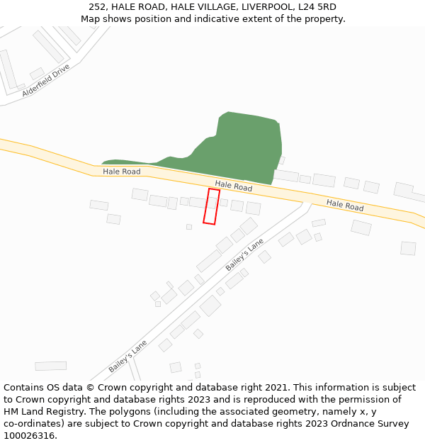 252, HALE ROAD, HALE VILLAGE, LIVERPOOL, L24 5RD: Location map and indicative extent of plot