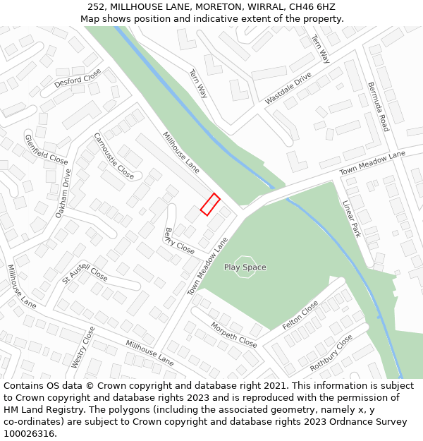 252, MILLHOUSE LANE, MORETON, WIRRAL, CH46 6HZ: Location map and indicative extent of plot