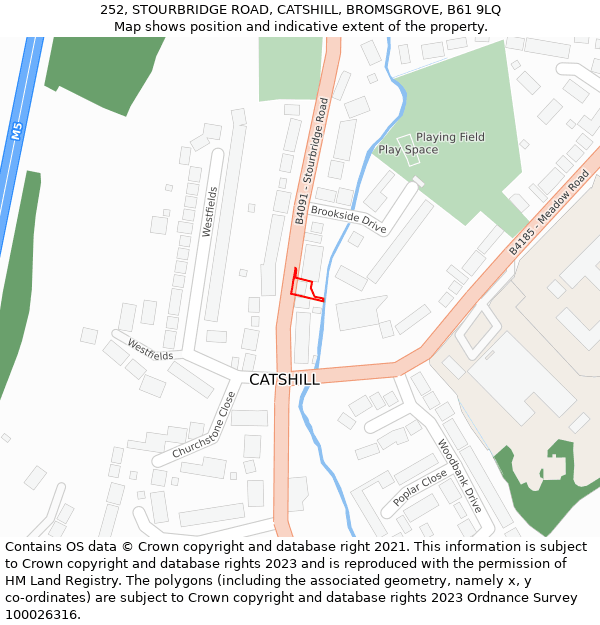 252, STOURBRIDGE ROAD, CATSHILL, BROMSGROVE, B61 9LQ: Location map and indicative extent of plot